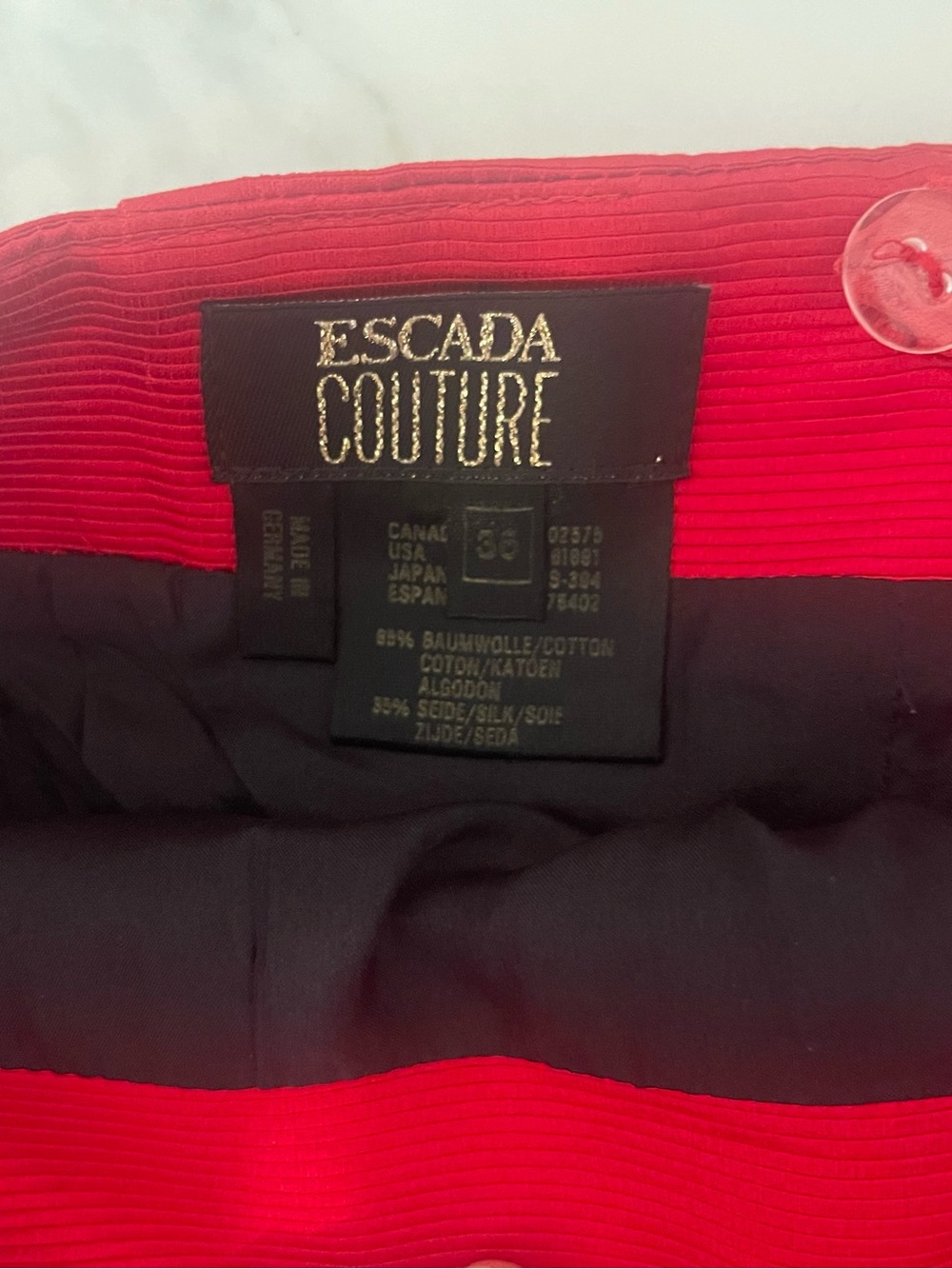 Escada Vibrant Red Mini Skirt with Gold Button Detail - Picture 8 of 11